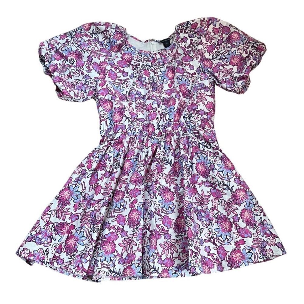 French Connection XL Floral Cotton Fontini Mini Dress Pink Cutout Puff Sleeves